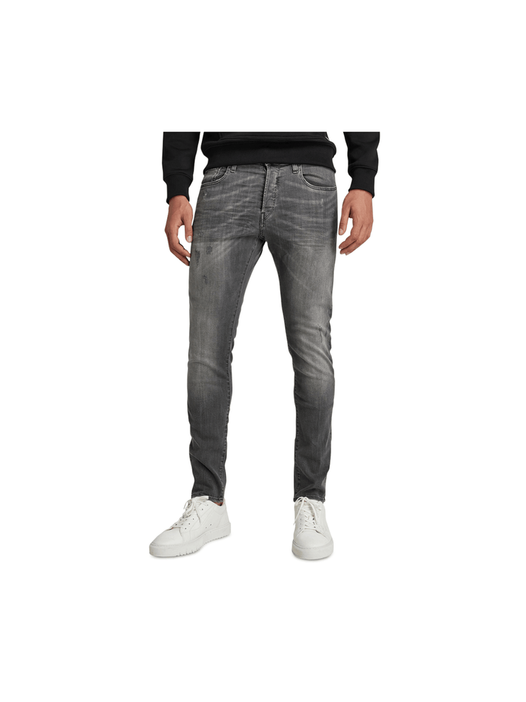 G-Star Men's 3301 Slim Superstretch Faded Crow Destroyed Black Jean