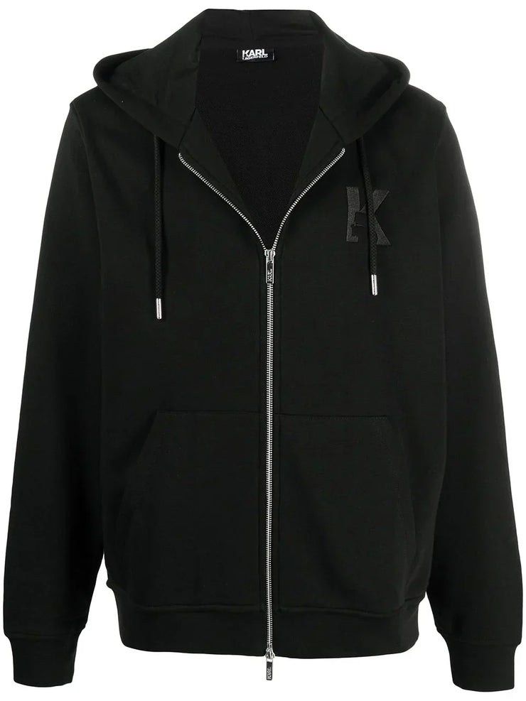 KARL LAGERFELD K EMBROIDERY ZIP-UP HOODIE