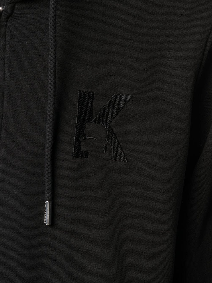 KARL LAGERFELD K EMBROIDERY ZIP-UP HOODIE
