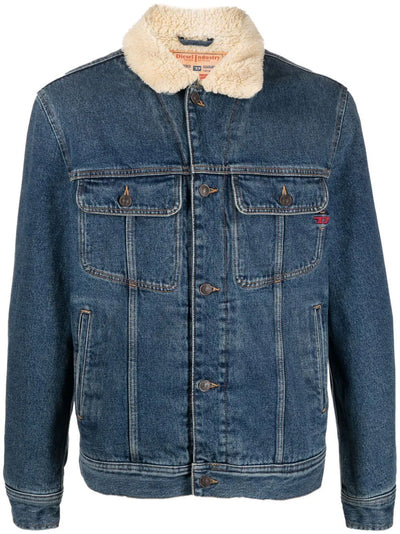 Diesel D-Barcy-T shearling-collar denim jacket