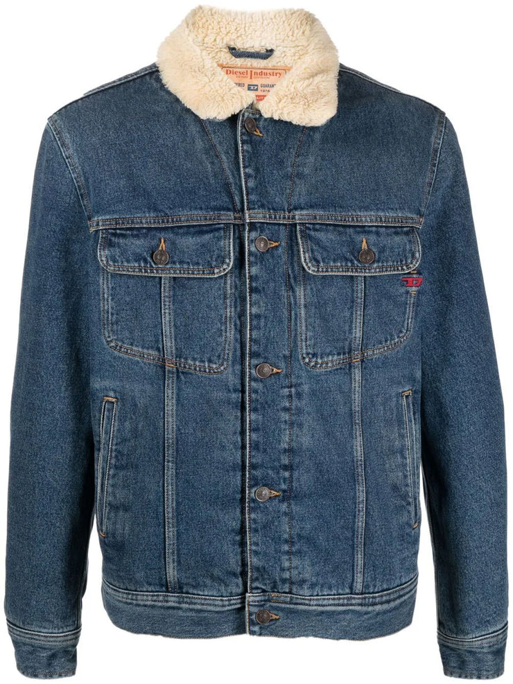 Diesel D-Barcy-T shearling-collar denim jacket