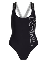 KARL LAGERFELD IKONIK LOGO-PRINT SWIMSUIT