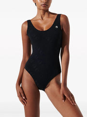 KARL LAGERFELD IKONIK 2.0 LOGO-APPLIQUE SWIMSUIT