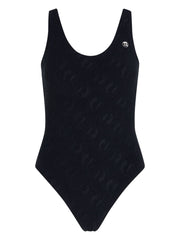 KARL LAGERFELD IKONIK 2.0 LOGO-APPLIQUE SWIMSUIT