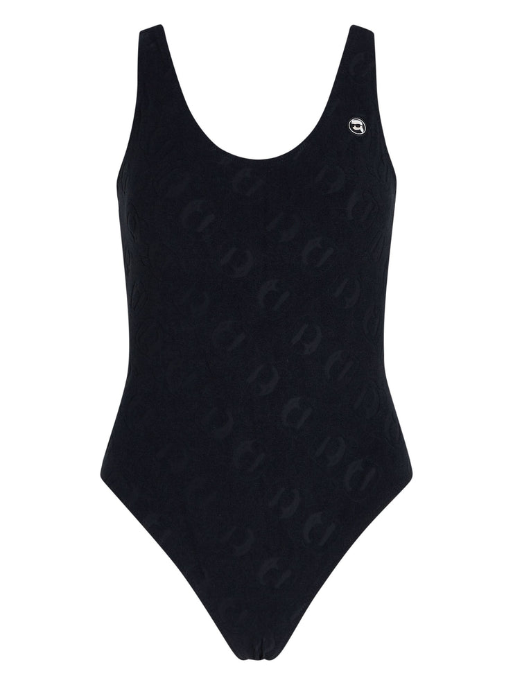 KARL LAGERFELD IKONIK 2.0 LOGO-APPLIQUE SWIMSUIT