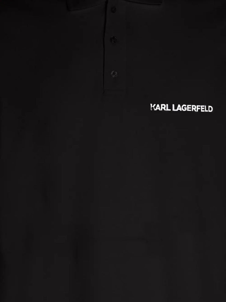 KARL LAGERFELD LOGO-PRINT ORGANIC COTTON POLO SHIRT