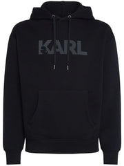 Karl Lagerfeld flocked-logo organic-cotton hoodie
