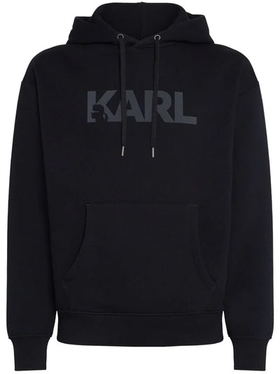 Karl Lagerfeld flocked-logo organic-cotton hoodie