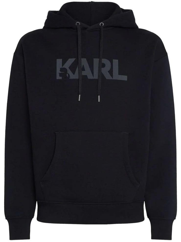 Karl Lagerfeld flocked-logo organic-cotton hoodie