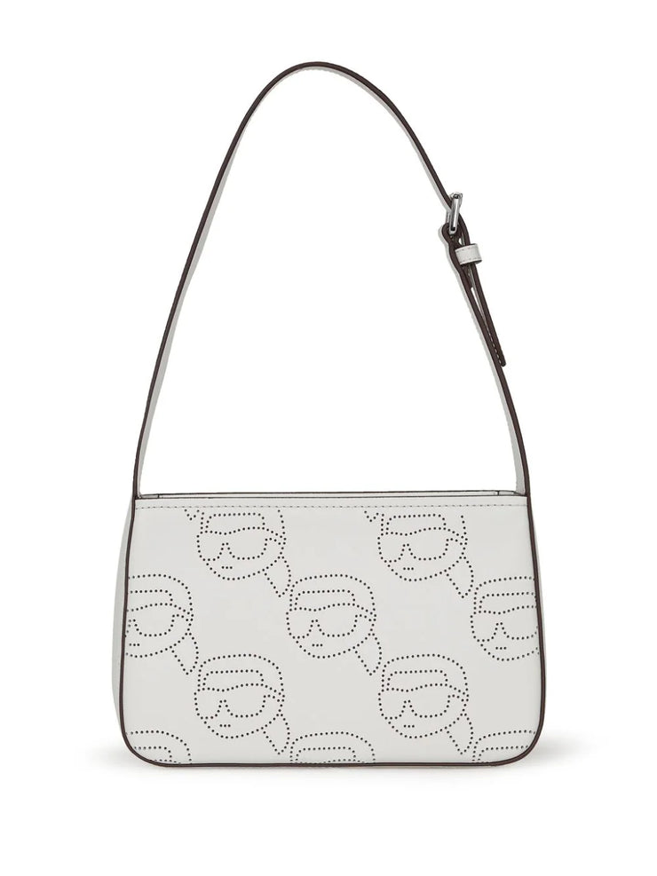KARL LAGERFELD IKONIK PERFORATED LEATHER SHOULDER BAG