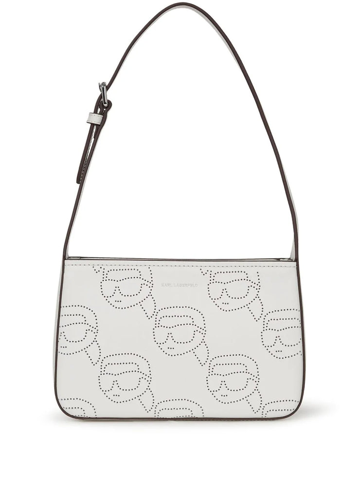 KARL LAGERFELD IKONIK PERFORATED LEATHER SHOULDER BAG