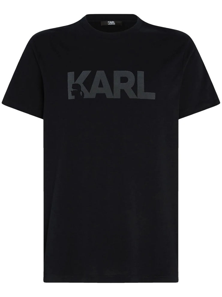 Karl Lagerfeld flocked-logo organic-cotton T-shirt