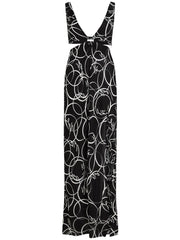 KARL LAGERFELD CIRCLE-PRINT V-NECK BEACH DRESS