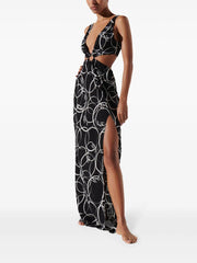KARL LAGERFELD CIRCLE-PRINT V-NECK BEACH DRESS