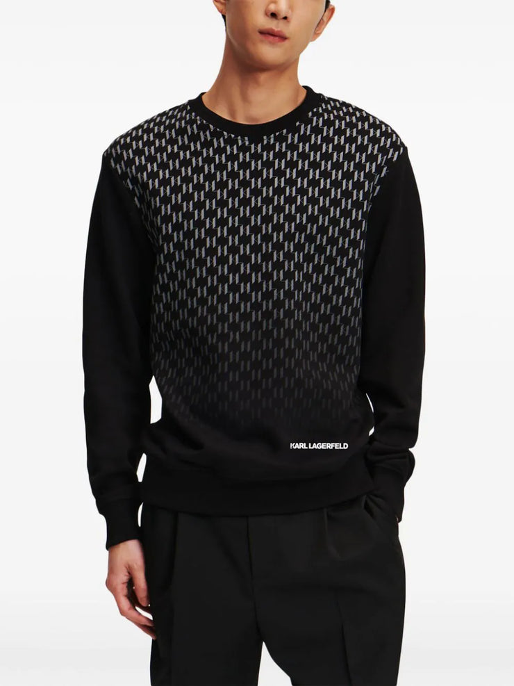 KARL LAGERFELD MONOGRAM-OMBRE ORGANIC COTTON SWEATSHIRT