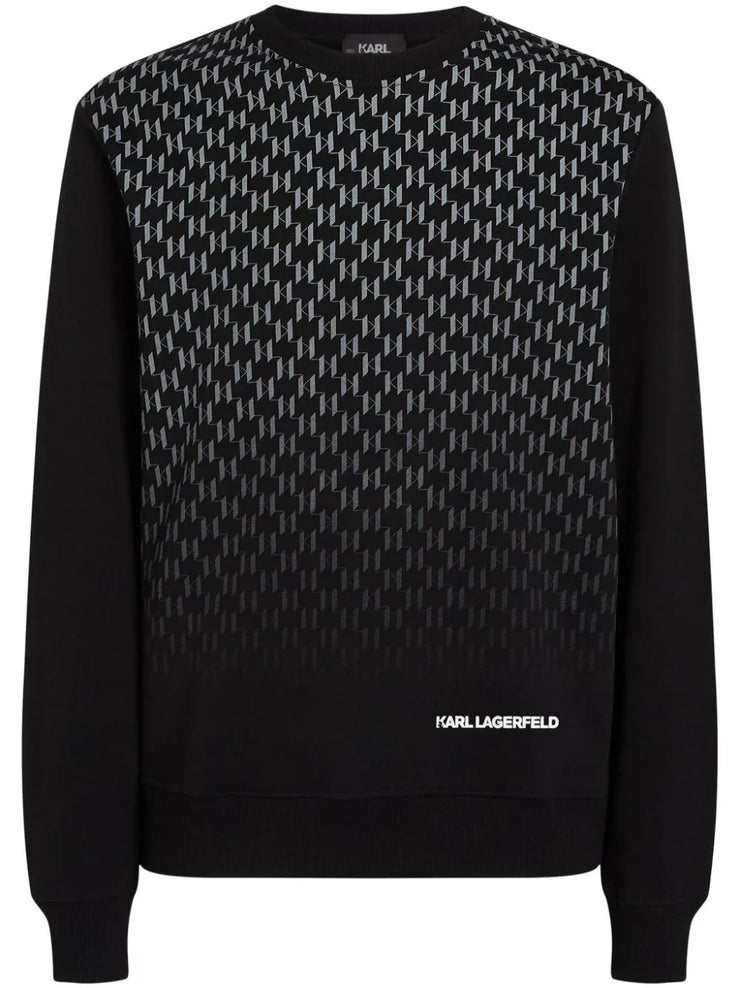 KARL LAGERFELD MONOGRAM-OMBRE ORGANIC COTTON SWEATSHIRT