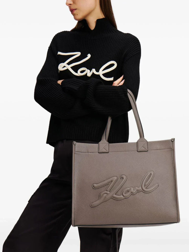 KARL LAGERFELD LARGE K/SKUARE GRAINY TOTE BAG