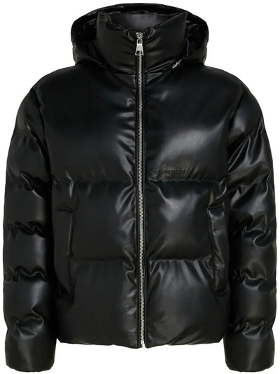 KARL LAGERFELD FAUX LEATHER PUFFER JACKET