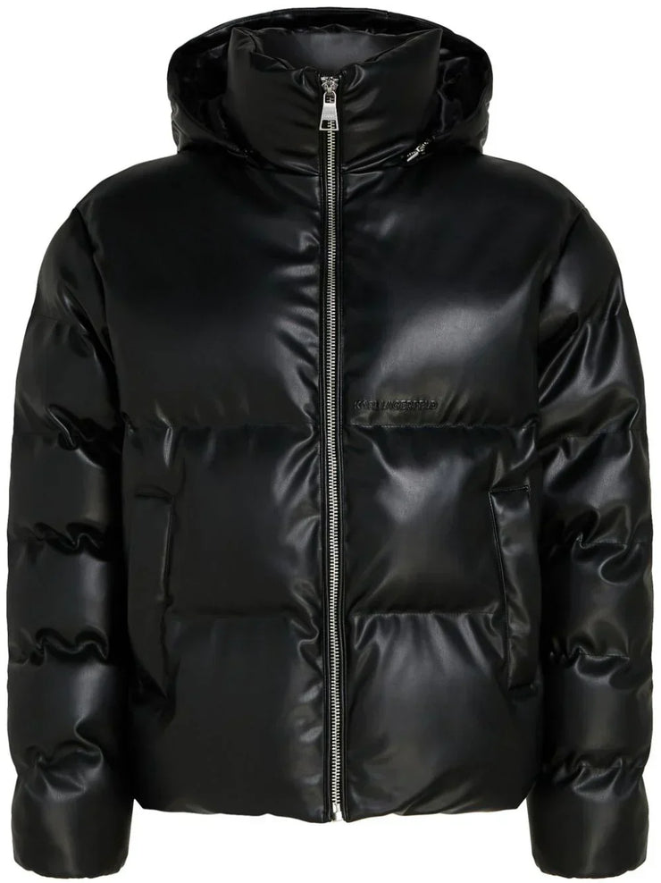 KARL LAGERFELD FAUX LEATHER PUFFER JACKET