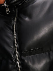 KARL LAGERFELD FAUX LEATHER PUFFER JACKET