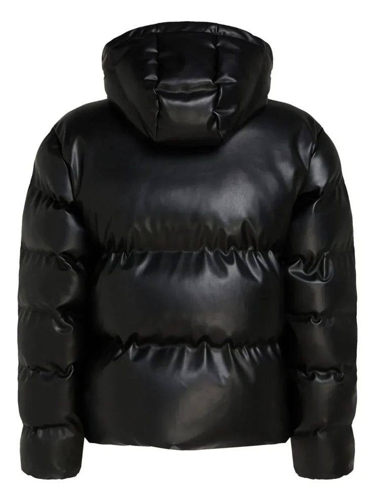 KARL LAGERFELD FAUX LEATHER PUFFER JACKET