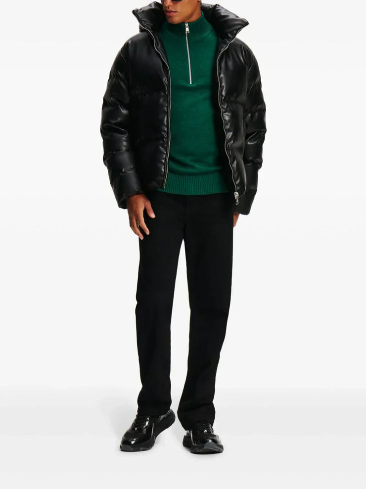 KARL LAGERFELD FAUX LEATHER PUFFER JACKET