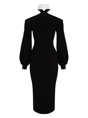 KARL LAGERFELD COLD-SHOULDER KNITTED DRESS