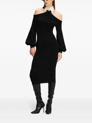 KARL LAGERFELD COLD-SHOULDER KNITTED DRESS
