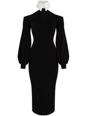 KARL LAGERFELD COLD-SHOULDER KNITTED DRESS
