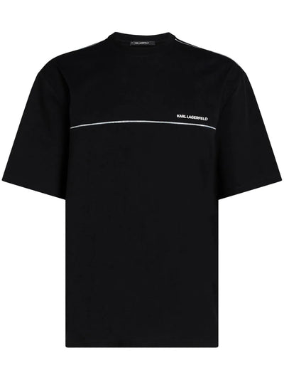 KARL LAGERFELD REFLECTIVE PIPE-LINED T-SHIRT