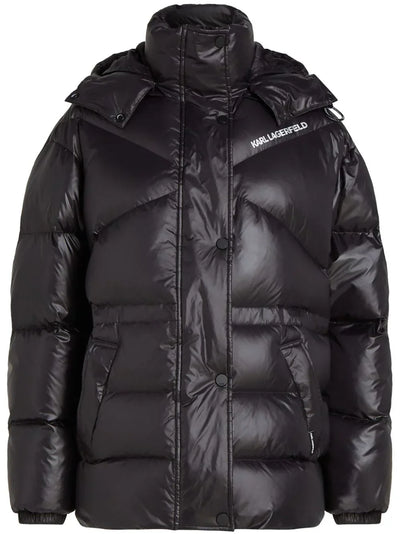 KARL LAGERFELD HIGH-SHINE PUFFER JACKET