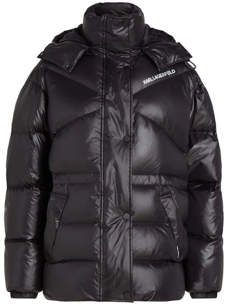 KARL LAGERFELD HIGH-SHINE PUFFER JACKET