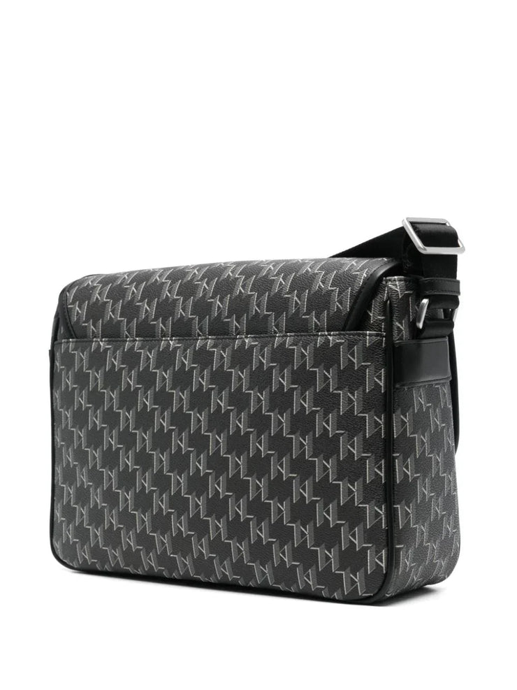 KARL LAGERFELD LOGO-EMBOSSED MESSENGER BAG