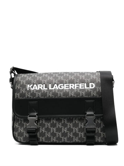 KARL LAGERFELD LOGO-EMBOSSED MESSENGER BAG