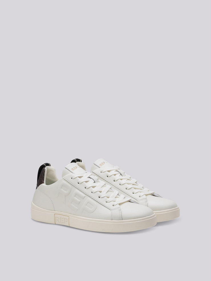 REPLAY POLYS W SPARK LEATHER SNEAKERS WITH LACES
