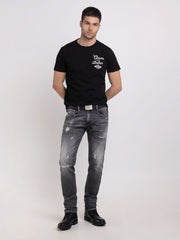 REPLAY JERSEY T-SHIRT WITH MOTORCYCLE PRINT