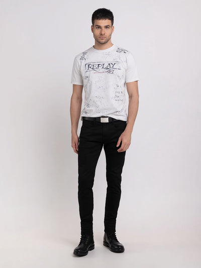 REPLAY ORGANIC COTTON T-SHIRT WITH PRINT