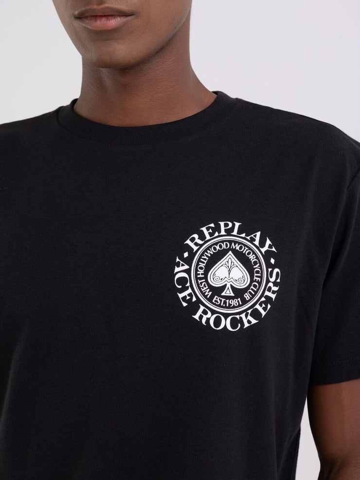REPLAY T-SHIRT WITH MOTORCYCLE CLUB PRINT