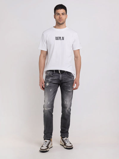 REPLAY T-SHIRT IN OPEN END JERSEY WITH PRINT