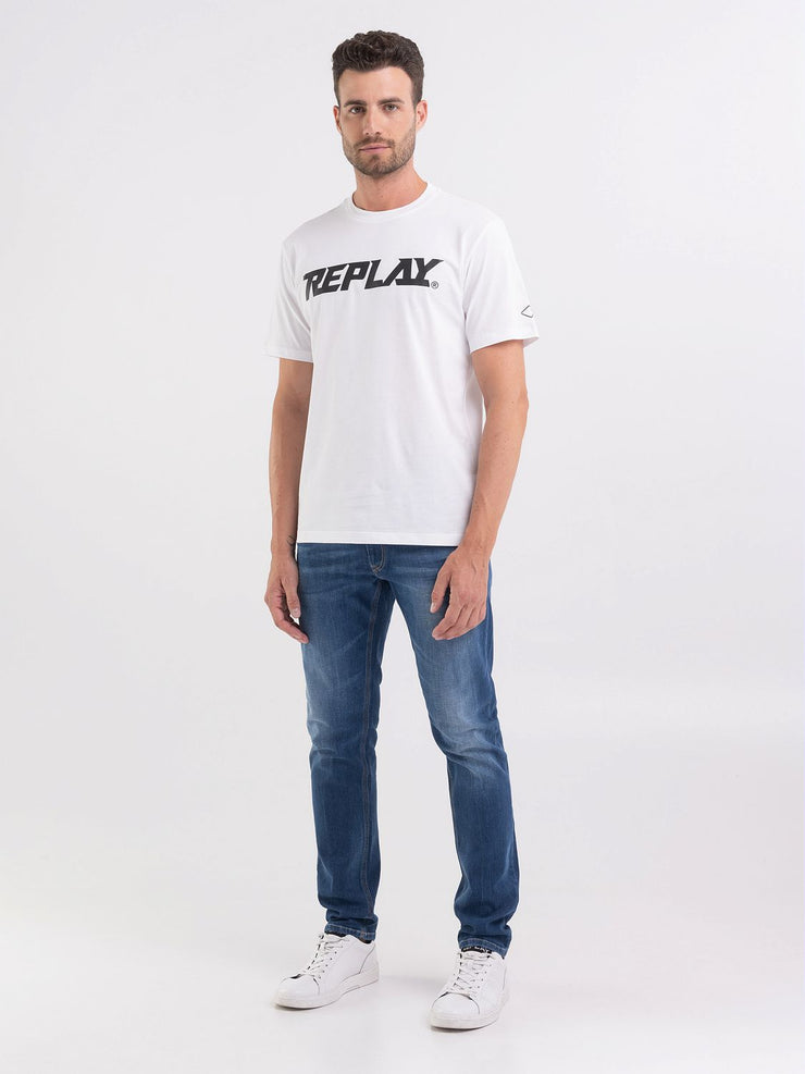 REPLAY JERSEY T-SHIRT WITH PRINT