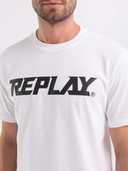 REPLAY JERSEY T-SHIRT WITH PRINT