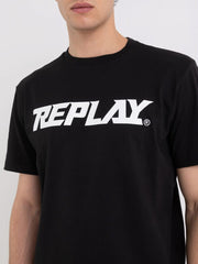 REPLAY JERSEY T-SHIRT WITH PRINT
