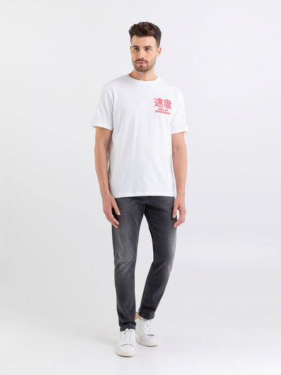 REPLAY T-SHIRT IN JERSEY WITH SPEED SHOP PRINT