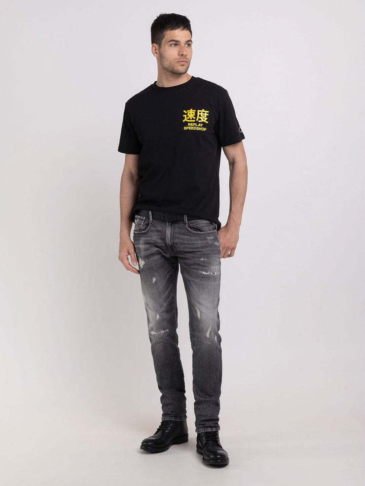 REPLAY T-SHIRT IN JERSEY WITH SPEED SHOP PRINT