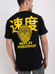 REPLAY T-SHIRT IN JERSEY WITH SPEED SHOP PRINT