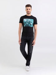 REPLAY JERSEY T-SHIRT WITH PRINT