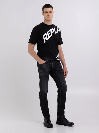 REPLAY RELAXED FIT T-SHIRT WITH MAXI PRINT