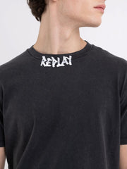 REPLAY JERSEY T-SHIRT WITH PRINT