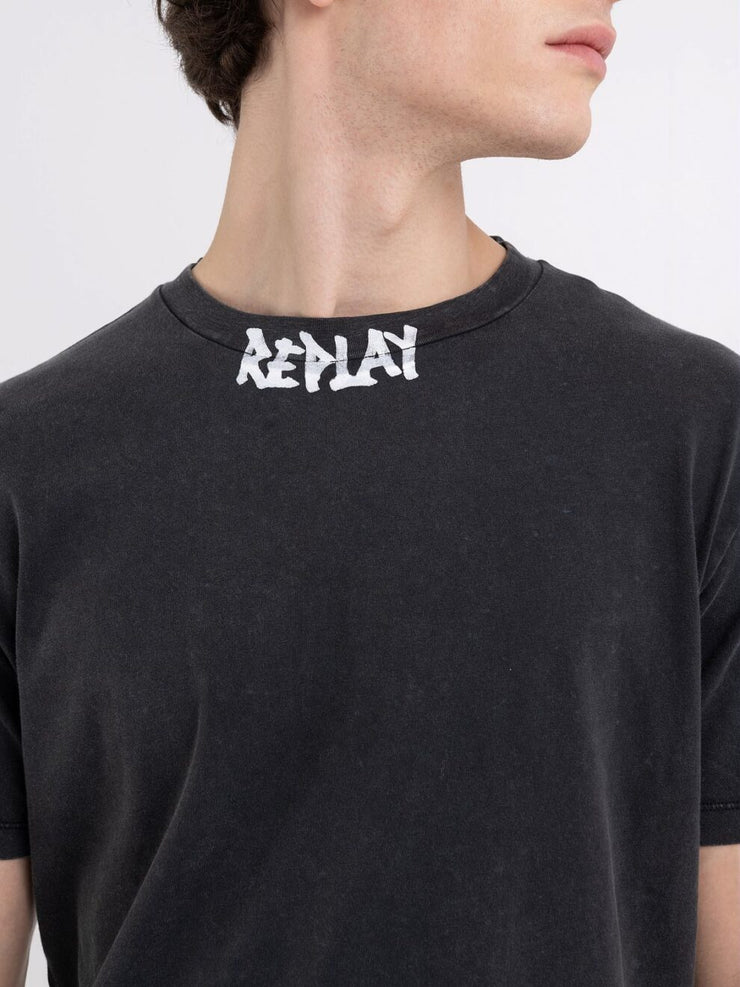 REPLAY JERSEY T-SHIRT WITH PRINT