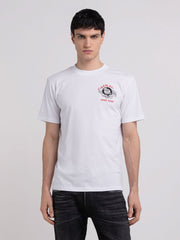 REPLAY JERSEY T-SHIRT WITH BIKER PRINT
